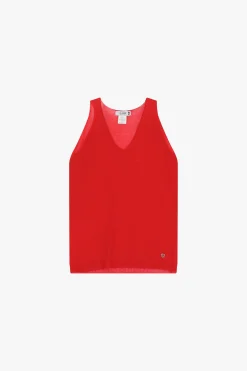 Top de punto sin mangas cuello v