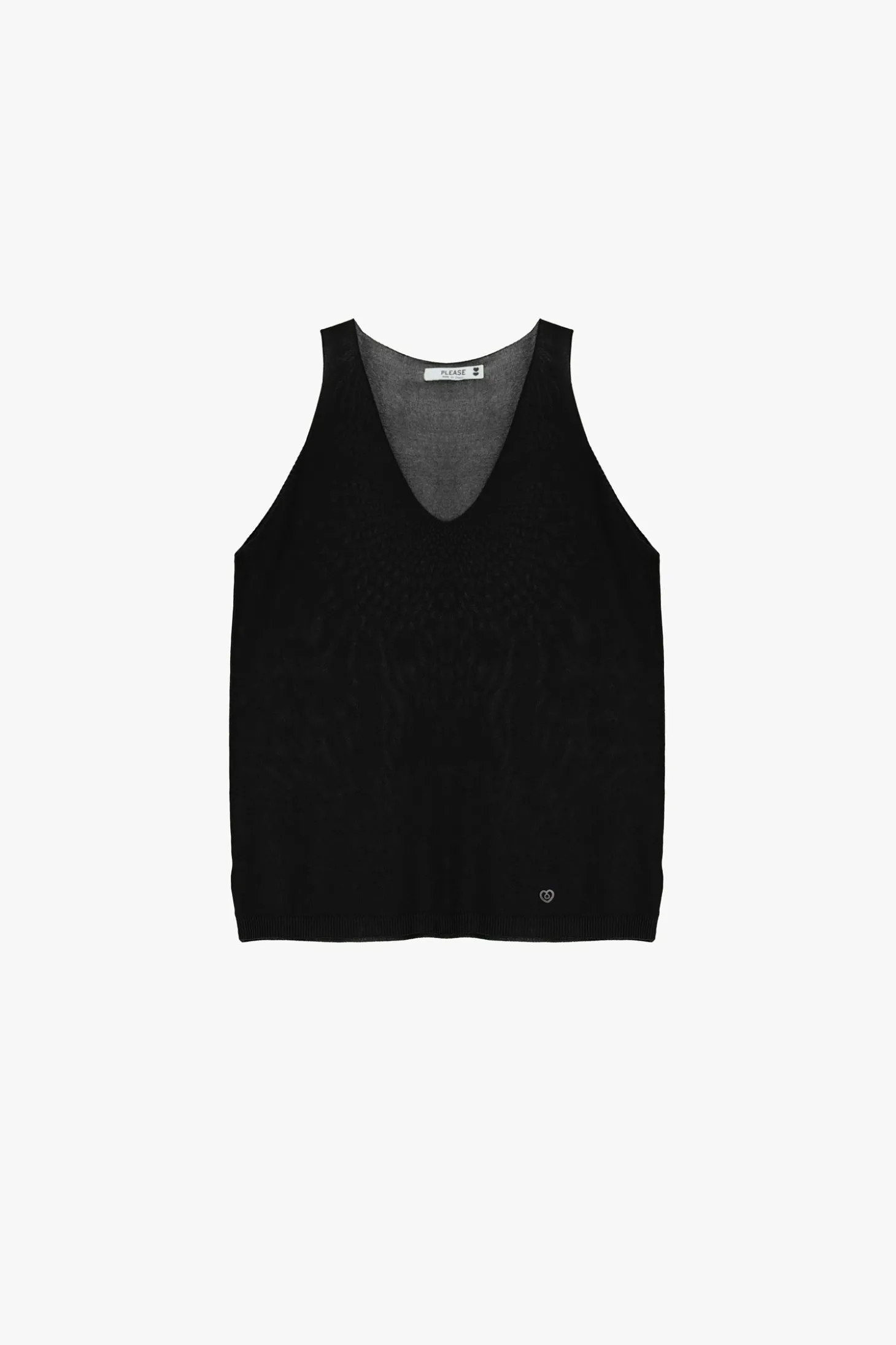 Top de punto sin mangas cuello v