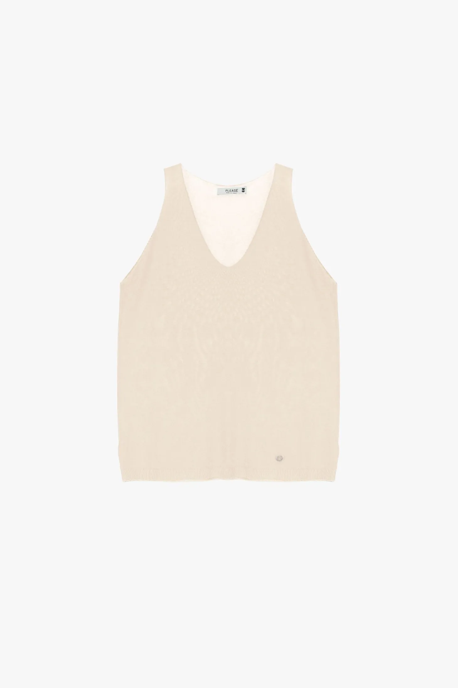 Top de punto sin mangas cuello v