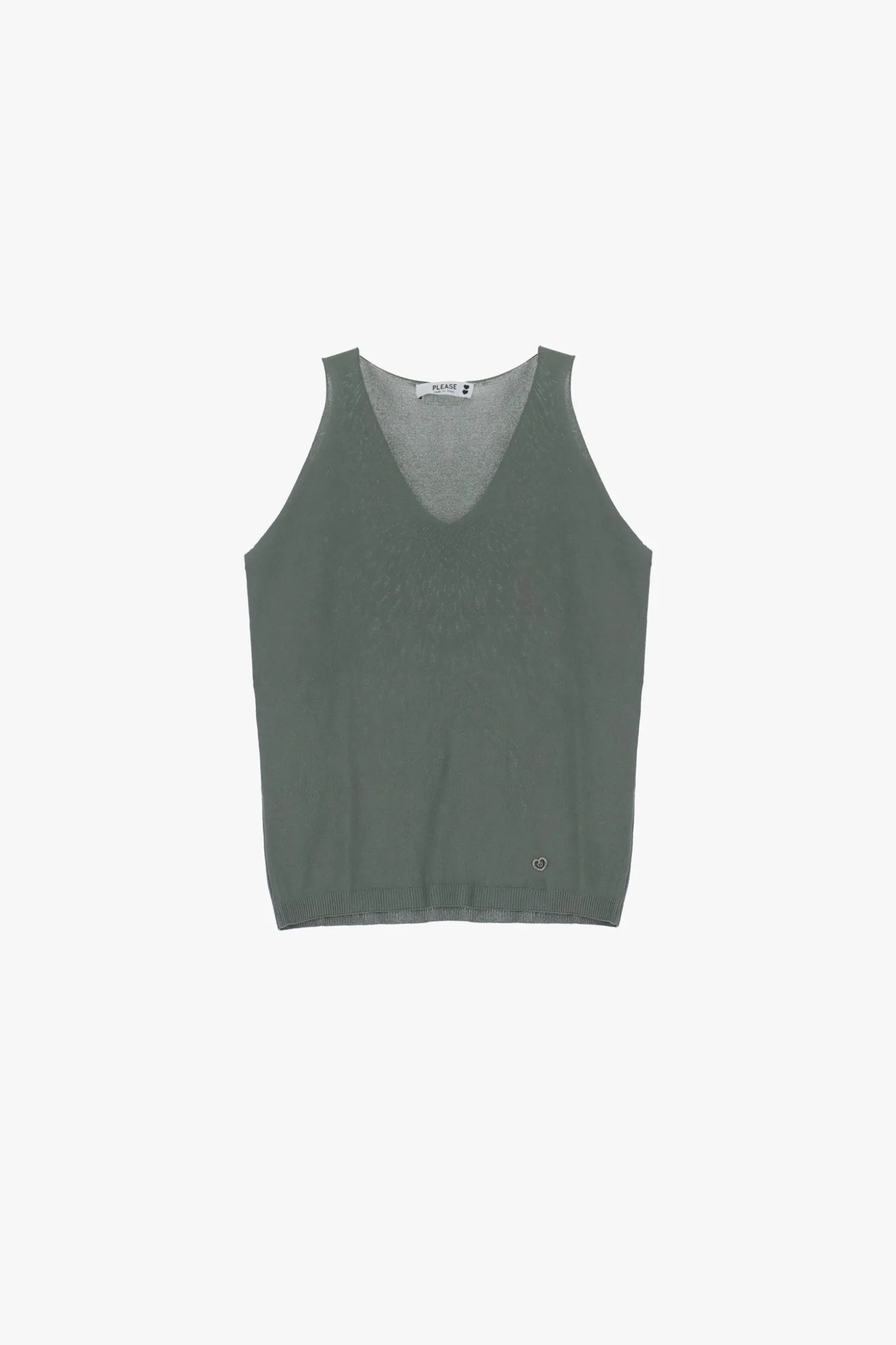 Top de punto sin mangas cuello v