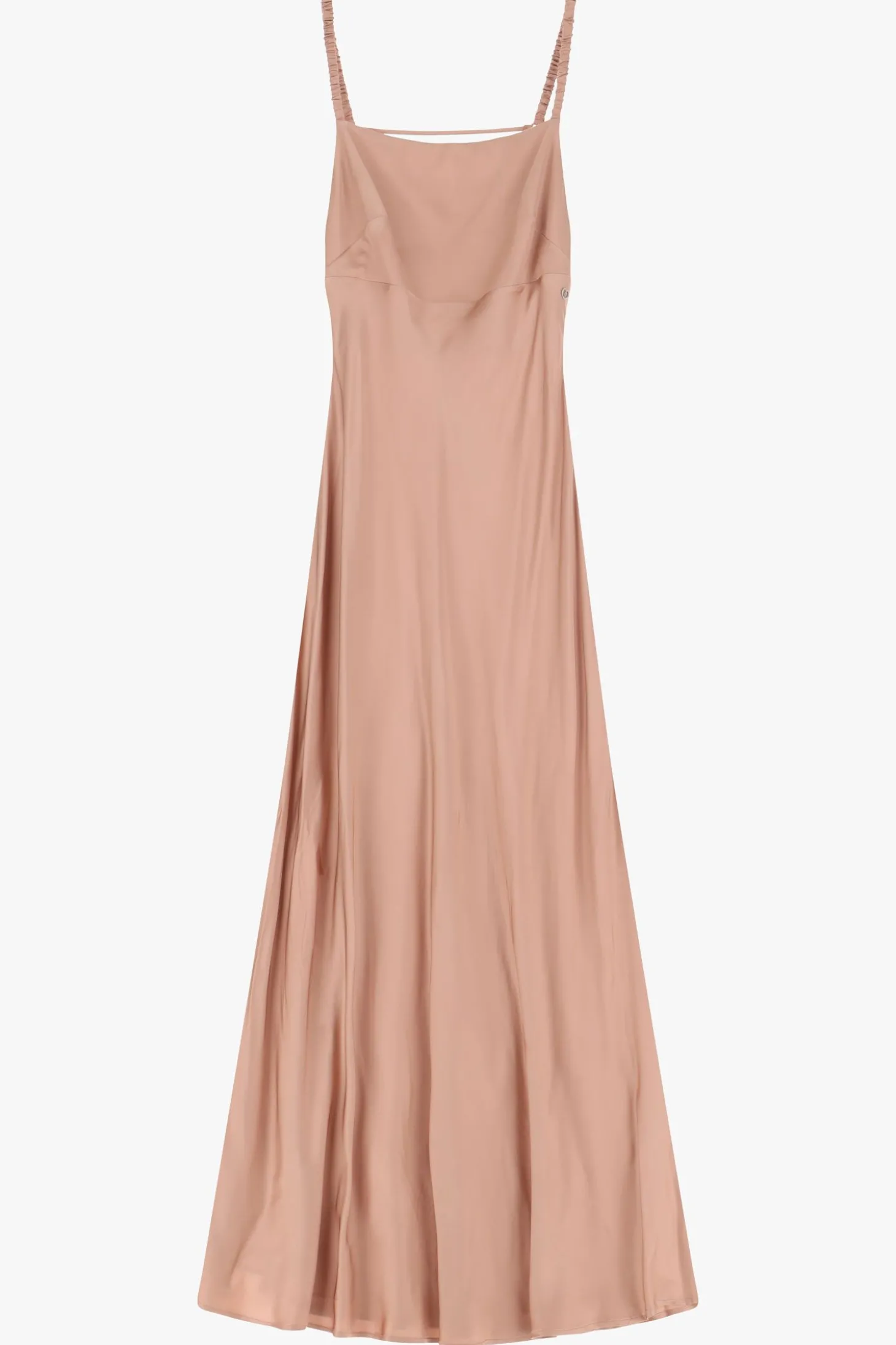Vestido largo satinado con tirantes cuadrados