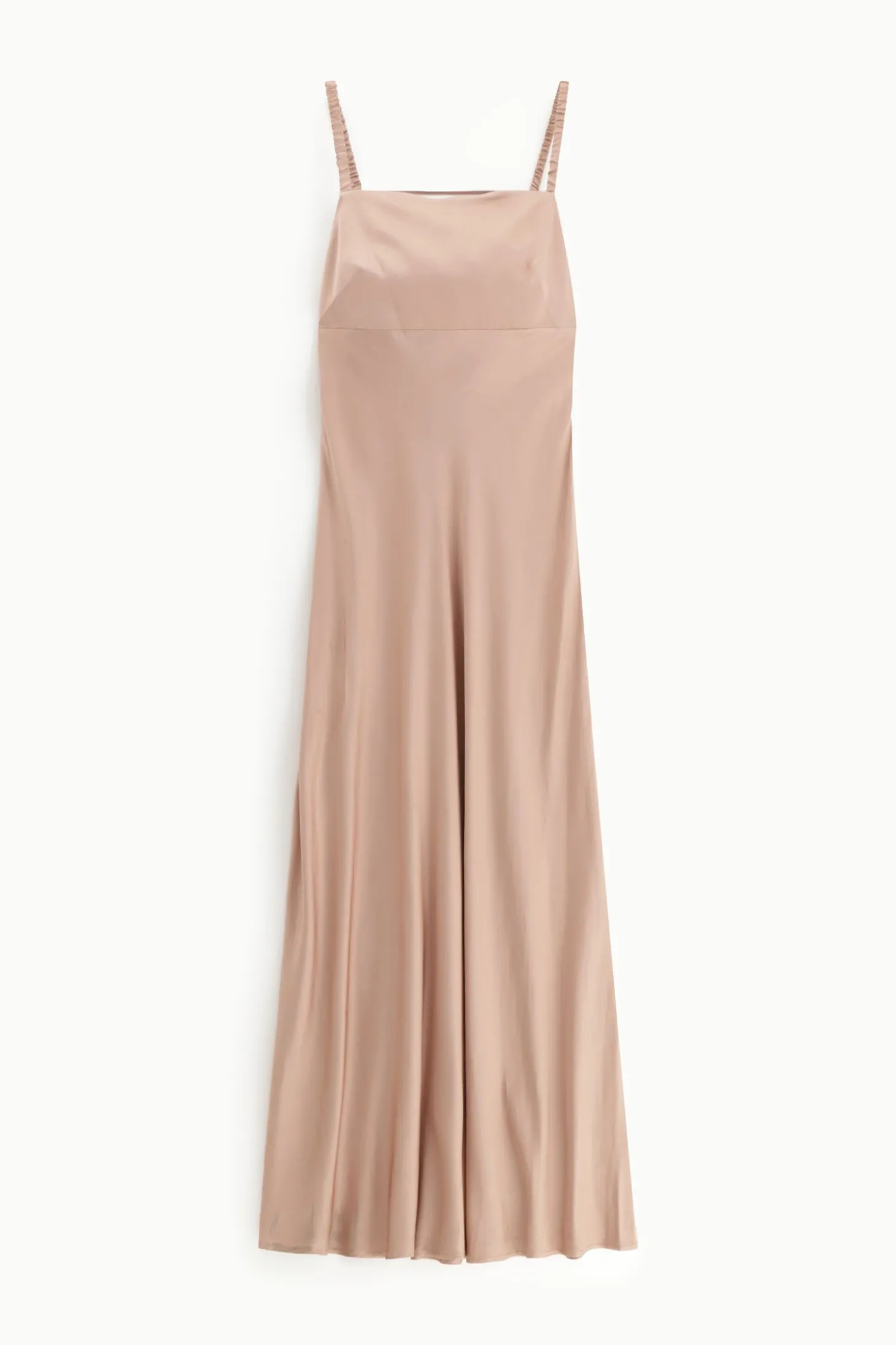 Vestido largo satinado con tirantes cuadrados