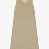 Vestido midi sin mangas cuello v