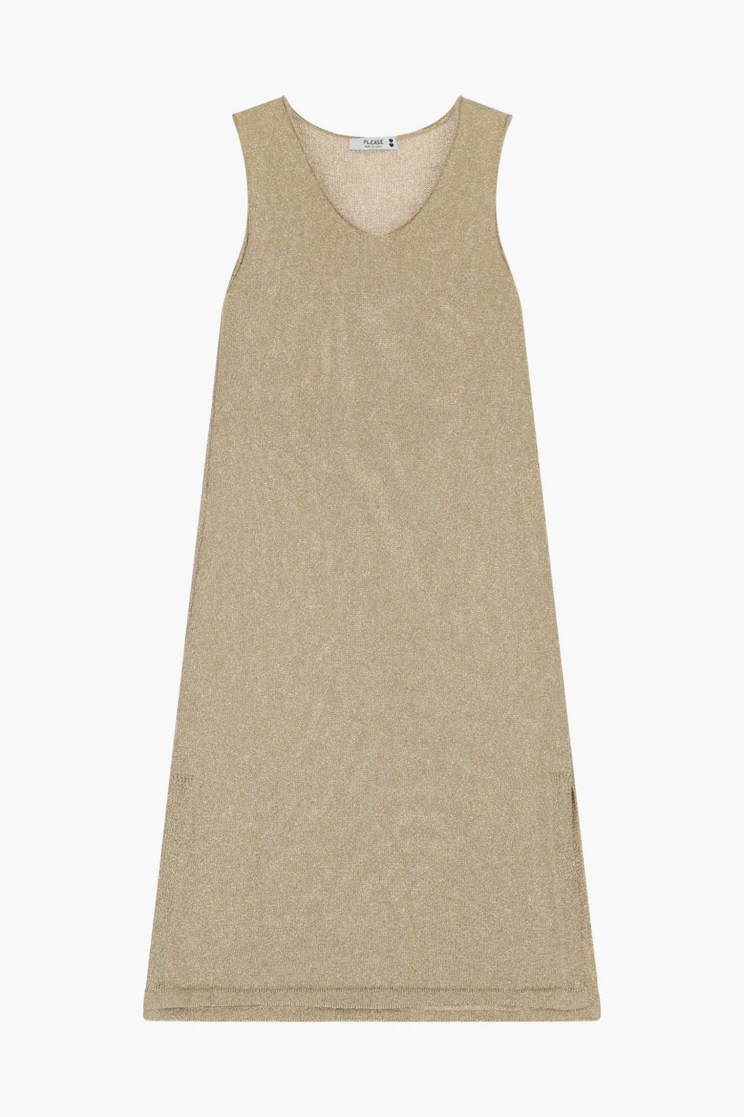 Vestido midi sin mangas cuello v