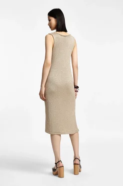 Vestido midi sin mangas cuello v