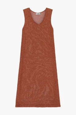 Vestido midi sin mangas cuello v