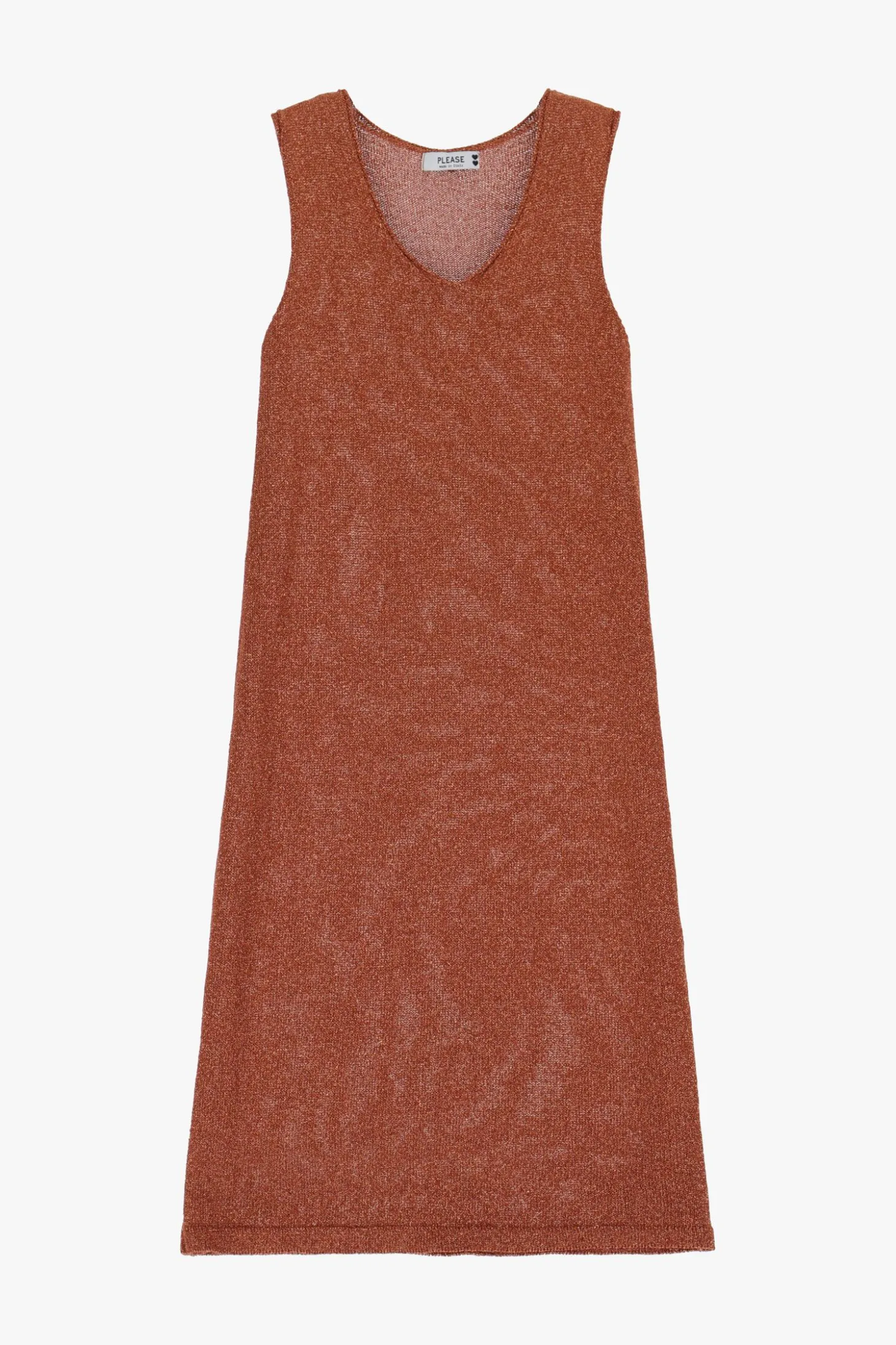 Vestido midi sin mangas cuello v